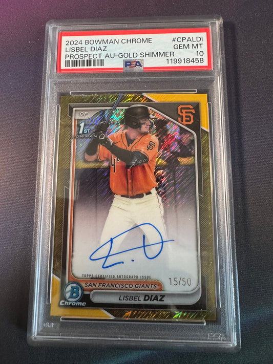 2024 Bowman Chrome Lisbel Diaz Gold Shimmer auto PSA 10