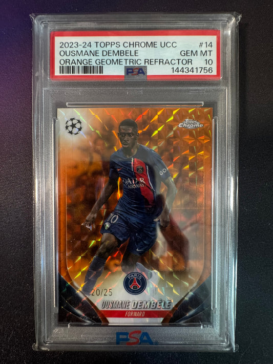 2023-24 Topps Chrome Ousmane Dembele Orange Geometric PSA 10